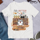 Life Is Better With Books And Cats Cute Kittens Personalized T-shirt