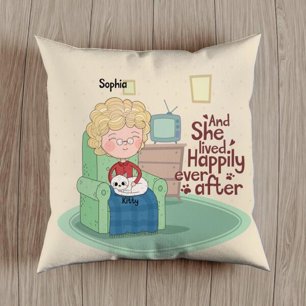 And She Lived Happily Ever After - Personalized Cat Pillow