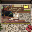﻿Pawzity Custom Mat, Gifts For Cat Lovers, Spoiled Cat Lives Here Cats On Stair Front Door Mat