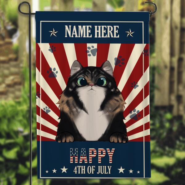Happy July 4th - Personalized Cat Garden Flag