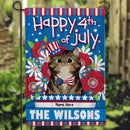 Happy 4th Of July - Patriotic Cats - Personalized Cat Garden Flag