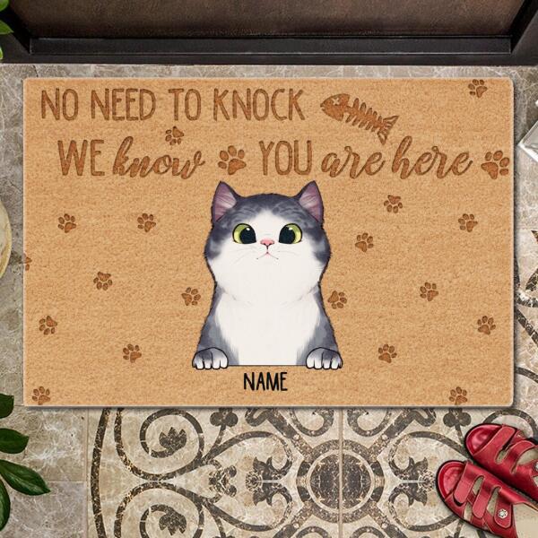 Pawzity No Need To Knock Custom Doormat, Gifts For Cat Lovers, We Know You Are Here Personalized Doormat