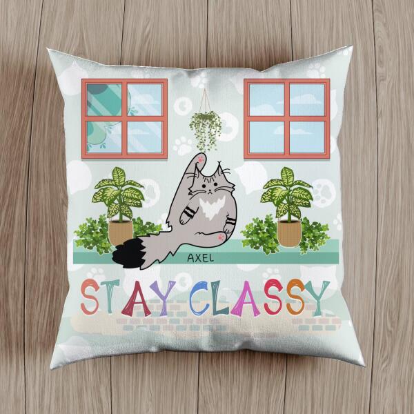 Stay Classy - Personalized Cat Pillow