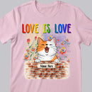 Love Is Love - LGBT - Cats On Brick Wall - Personalized Cat T-shirt