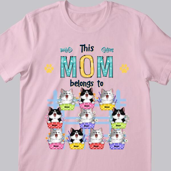 This Mom Belongs To - Cats On Polka Dots Pot - Personalized Cat T-shirt