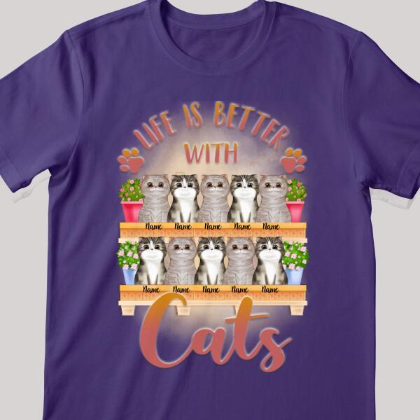 Life Is Better With Cats - Yellow Window - Personalized Cat T-shirt