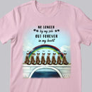 No Longer By My Side But Forever In My Heart - Rainbow And Bridge - Personalized Cat T-shirt