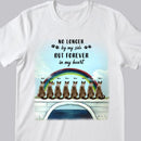 No Longer By My Side But Forever In My Heart - Rainbow And Bridge - Personalized Cat T-shirt