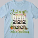 Just A Girl Who Loves Cats And Gardening - Cats On Gardens - Personalized Cat T-shirt