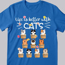 Life Is Better With Cats - Cats On Pots - Personalized Cat T-shirt