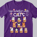 Life Is Better With Cats - Cats On Pots - Personalized Cat T-shirt