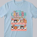 This Cat Mom Belongs To - Laughing Cats With Flowers - Personalized Cat T-shirt