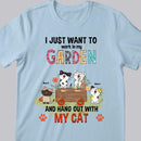 Just Want To Work In Garden And Hang Out With My Cats - Flowers Trolley - Personalized Cat T-shirt