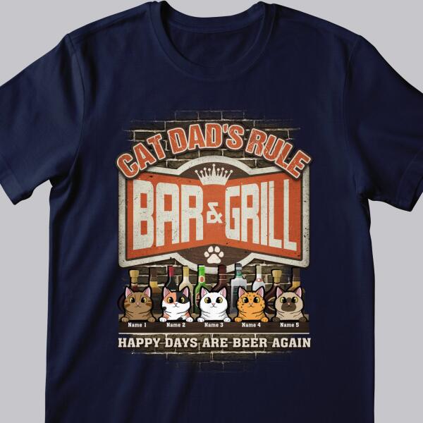 Cat Dad's Rule Bar & Grill - Retro Style - Personalize Cat T-shirt