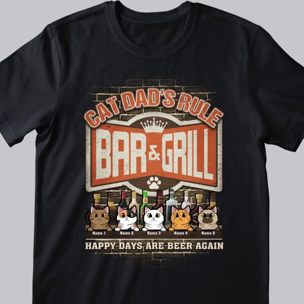 Cat Dad's Rule Bar & Grill - Retro Style - Personalize Cat T-shirt