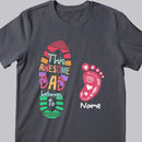 This Awesome Dad Belongs To - Foots and Paws Print - Personalized Cat T-shirt