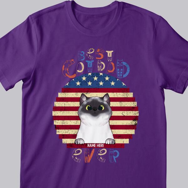 Best Cat Dad Ever - American Flag Print - Personalized Cat T-shirt