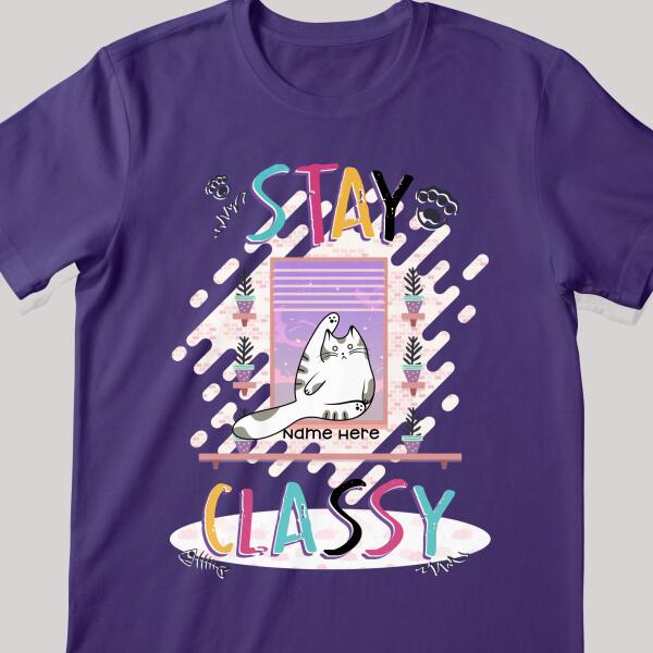 Stay Classy - Cats On Window - Personalized Cat T-shirt