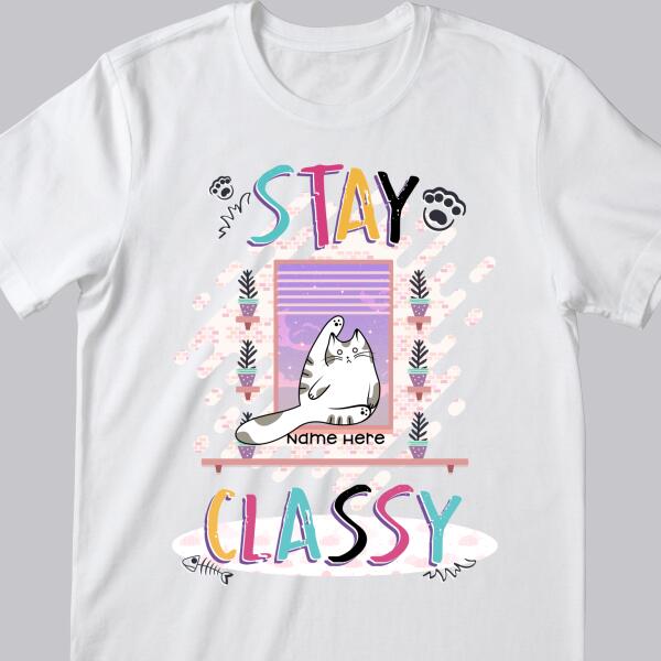 Stay Classy - Cats On Window - Personalized Cat T-shirt