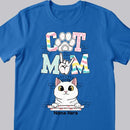 Cat Mom - Pastel Color Cute Peeking Cats - Personalized Cat T-shirt