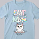 Cat Mom - Pastel Color Cute Peeking Cats - Personalized Cat T-shirt
