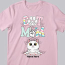 Cat Mom - Pastel Color Cute Peeking Cats - Personalized Cat T-shirt