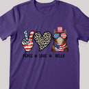 Peace - Love - Cat - 4th of July - Personalized Cat T-shirt
