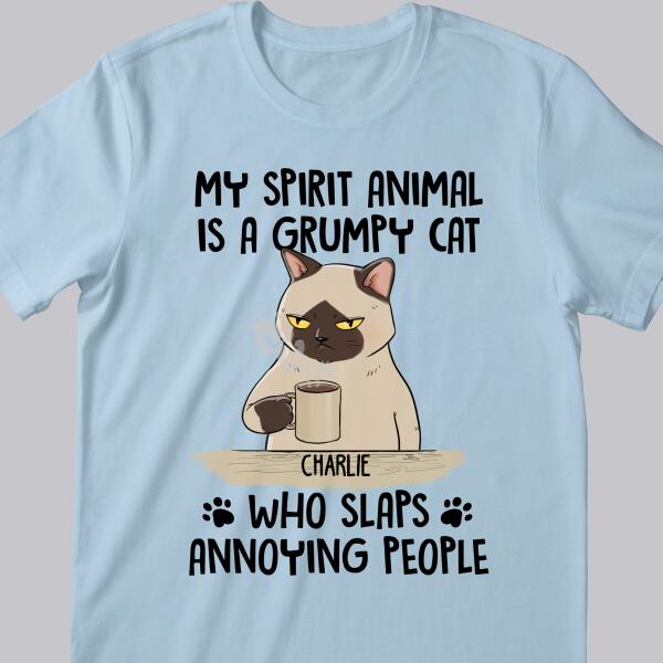 My Spirit Animal Is A Grumpy Cat - Personalized Cat T-shirt