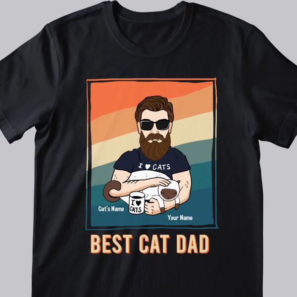 Best Cat Dad - Retro Style - Personalized Cat Lovers T-shirt