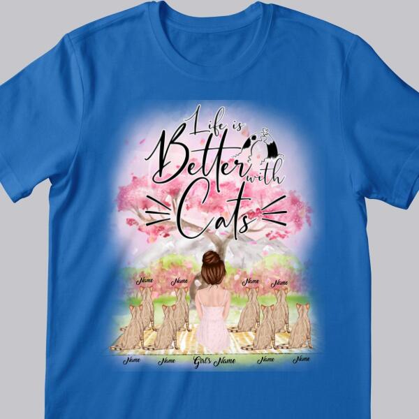 Life Is Better With Cats - Cherry Tree - Personalized Cat T-shirt