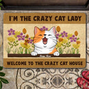 Pawzity Custom Doormat, Gifts For Cat Lovers, Welcome To The Crazy Cat House Front Door Mat