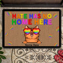 Pawzity Custom Doormat, Gifts For Cat Lovers, Hate Has No Home Here LGBT Pride Front Door Mat