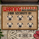 Pawzity Personalized Doormat, Gifts For Dog Lovers, Warning Area Patrolled 24hr Security Front Door Mat