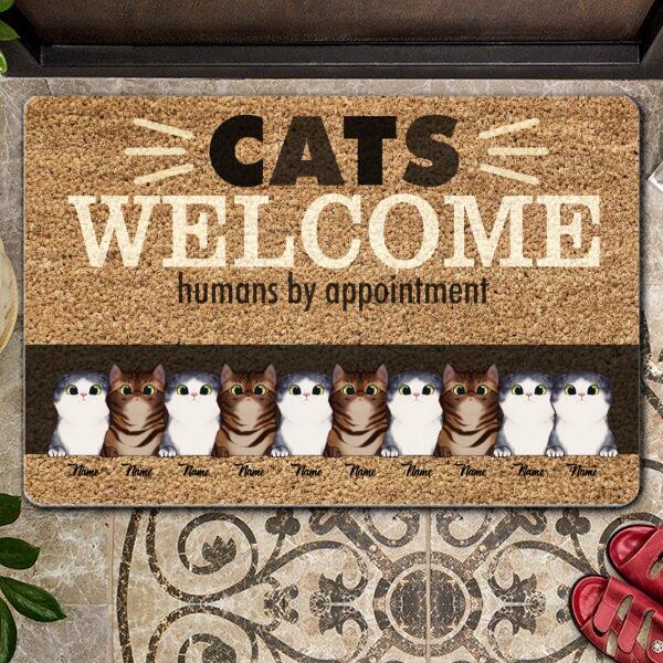 Pawzity Personalized Doormat, Gifts For Cat Lovers, Cats Welcome Humans By Appointment Outdoor Door Mat