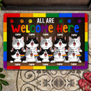 Pawzity Welcome Mat, Gifts For Cat Lovers, All Are Welcome Here Pride LGBT Front Door Mat
