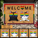 Pawzity Personalized Doormat, Gifts For Cat Lovers, Welcome LGBT Pride Front Door Mat
