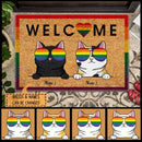 Pawzity Personalized Doormat, Gifts For Cat Lovers, Welcome LGBT Pride Front Door Mat