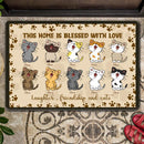 Pawzity Personalized Doormat, Gifts For Cat Lovers, This Home Is Blessed With Love Front Door Mat