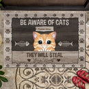 Pawzity Custom Mat, Gifts For Cat Lovers,  Be Aware Of Cats They Will Steal Your Heart Outdoor Door Mat