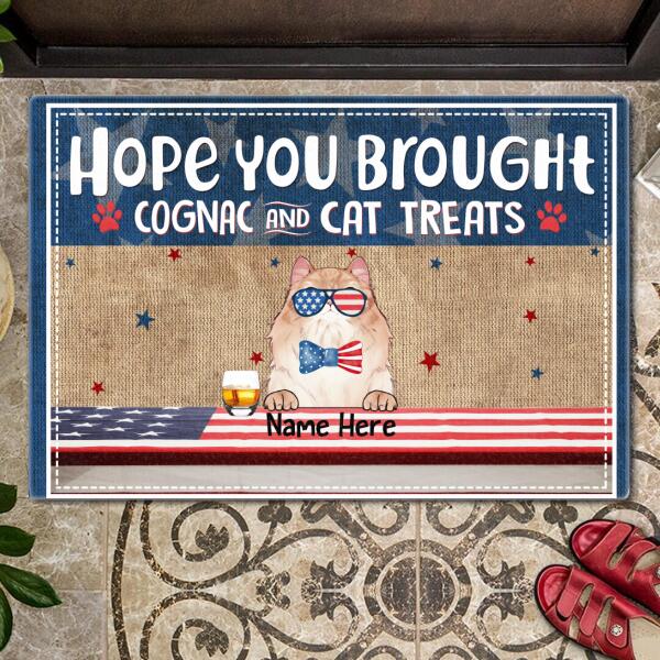 Pawzity Custom Mat, Gifts For Cat Lovers, Hope You Brought Beverage And Cat Treats Front Door Mat