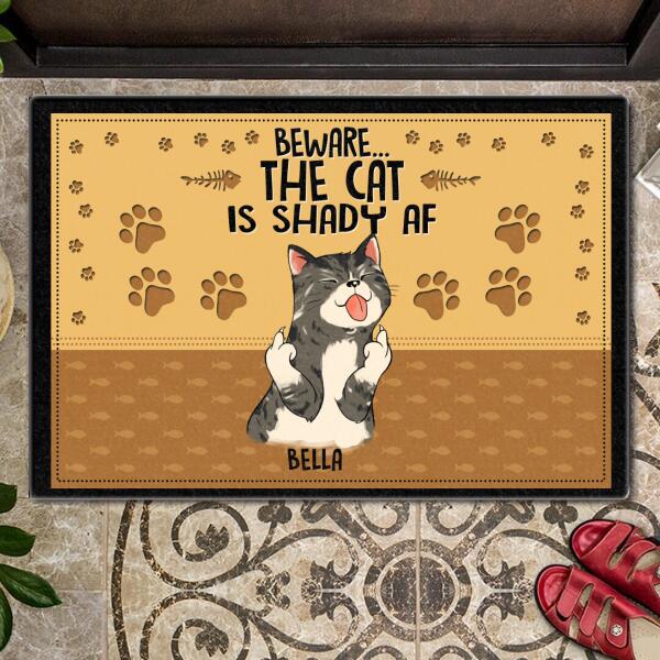 Pawzity Personalized Doormat, Gifts For Cat Lovers, Beware The Cats Are Shady AF Front Door Mat