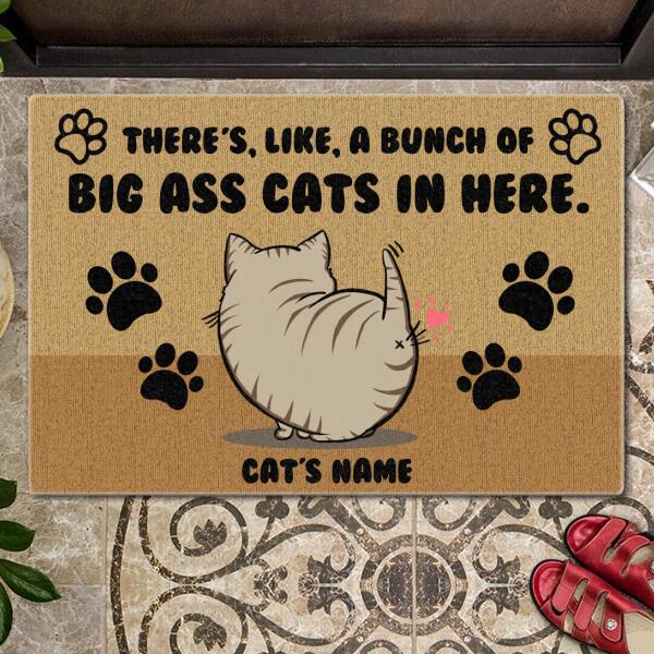 ﻿Pawzity Custom Mat, Gifts For Cat Lovers, There's Like A Bunch Of Big A*s Cats In Here Outdoor Door Mat