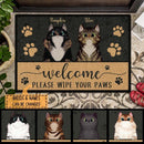 Pawzity Outdoor Door Mat, Gifts For Cat Lovers, Welcome Please Wipe Your Paws Custom Mat