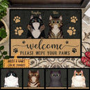 Pawzity Outdoor Door Mat, Gifts For Cat Lovers, Welcome Please Wipe Your Paws Custom Mat