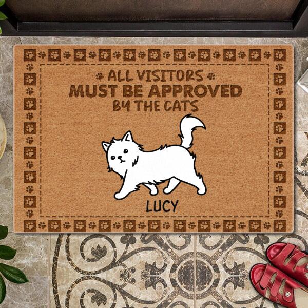 Pawzity Personalized Doormat, Gifts For Cat Lovers, All Visitors Must Be Approved By The Cats Outdoor Door Mat