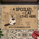 Pawzity Personalized Doormat, Gifts For Cat Lovers, Spoiled Cats Live Here With Their Household Staff