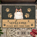 Pawzity Outdoor Door Mat, Gifts For Cat Lovers, Welcome Please Wipe Your Paws Custom Mat