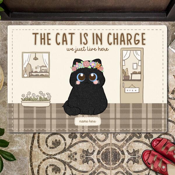 Pawzity Custom Doormat, Gifts For Cat Lovers, The Cat Is In Charge Cats In Home Front Door Mat
