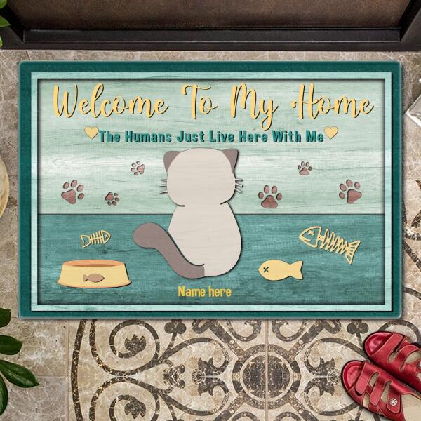 Pawzity Welcome To My Home Personalized Doormat, Gifts For Cat Lovers, Chubby Backside Cats Front Door Mat