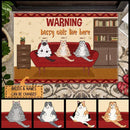 Pawzity Personalized Doormat, Gifts For Cat Lovers, Warning Bossy Cats Lives Here Front Door Mat